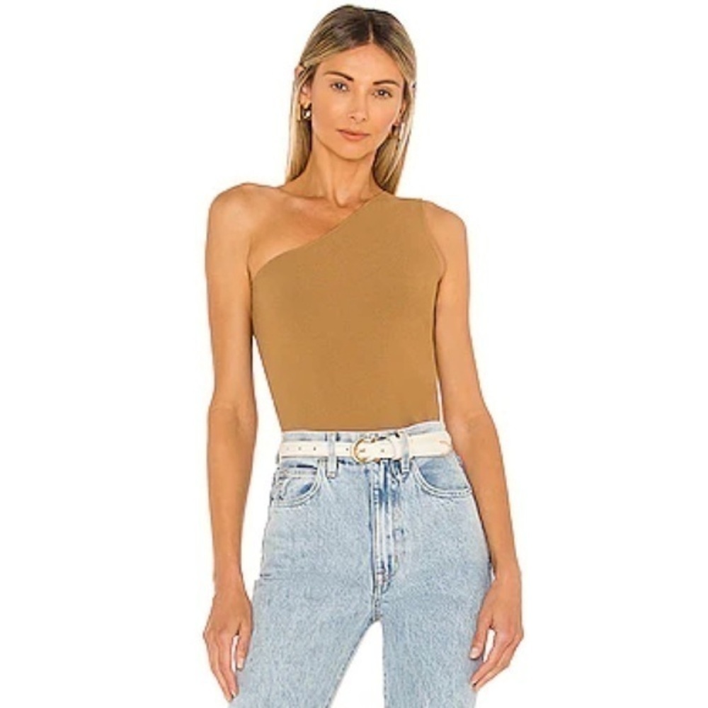 Vince One Shoulder Tank Top in Moss